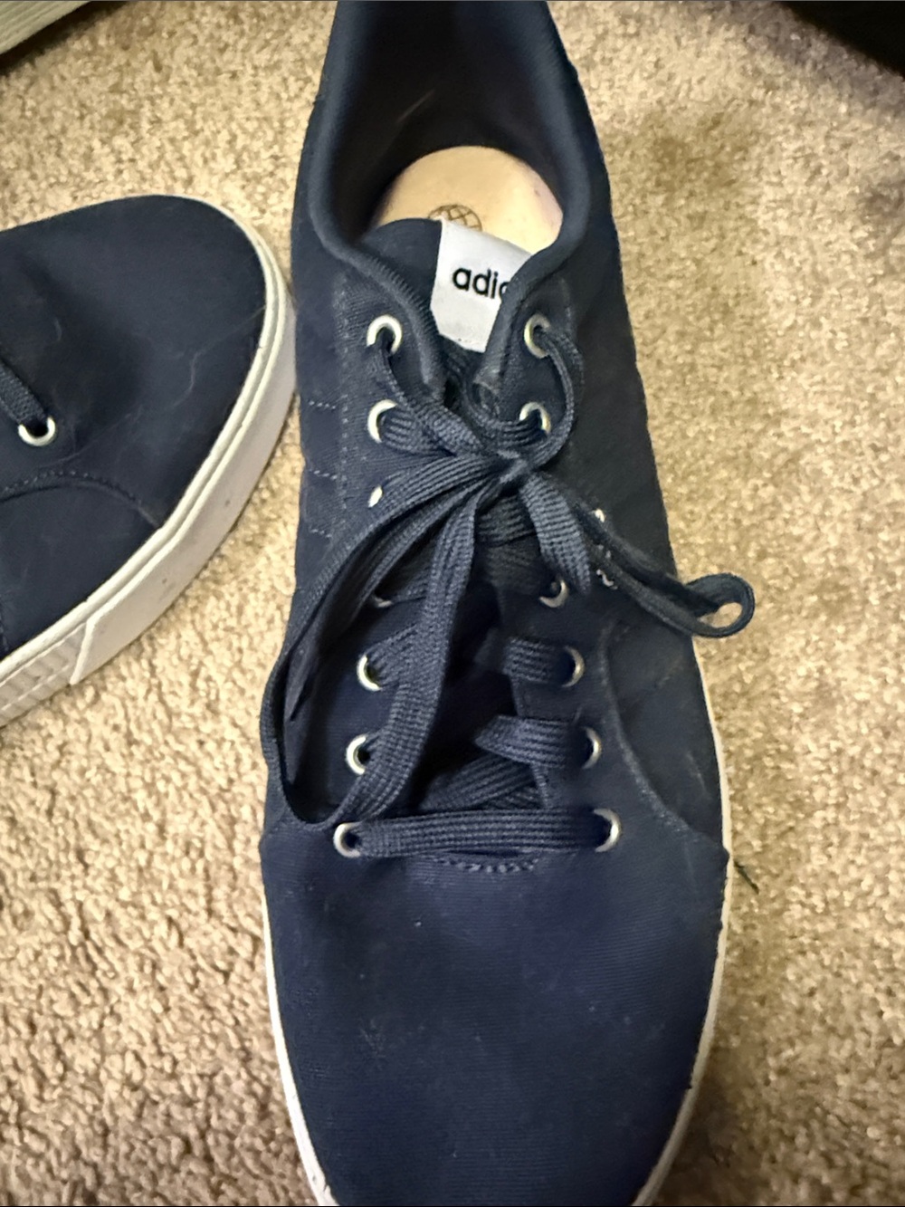 adidas Navy Canvas Low-Top Lace-Up Sneakers - Picture 4 of 7